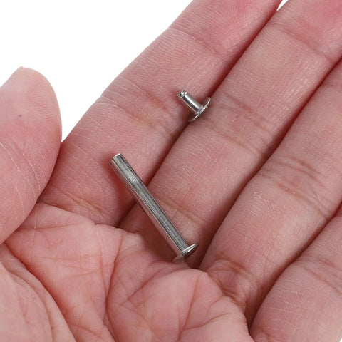 12 Pack Folding Fan Axle Rivet And Nut Repair Kit 25mm Replacement Hardware For Folding Paper Fans, Dance Fans, And DIY Handmade Fans, Quick Fix For Loose Shafts, Wobble, And Loose Fasteners. silver rivet and nut in hand
