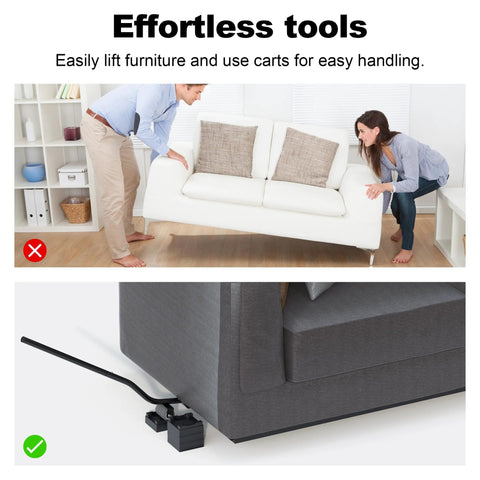 IURRDOP 24in black alloy steel furniture lifter jack with four height blocks under a sofa