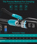 Pro Grade 10 Ton Hydraulic Crimping Tool With 9 Dies For Battery Cables And Wire Rope Crimper For 12 AWG To 2/0 AWG