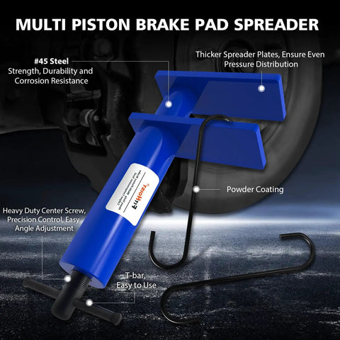Beefy 4 In 1 Universal Brake Caliper Compression Tool For 1 2 4 And 6 Piston Calipers With 2 Caliper Hangers Built From Heavy Duty Steel Precision Machined For Auto Motorcycle And Car Brake Repair