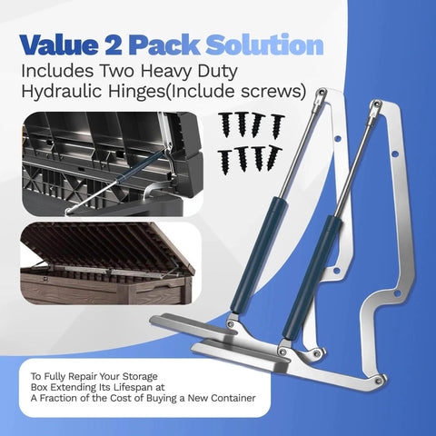 2 Pack Deck Box Hinge Replacement Set With Screws For Outdoor Storage Boxes, Weatherproof Galvanized Steel Hinges Display