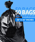 40 To 45 Gallon Heavy Duty Trash Bags 50 Pack Black Garbage Bags For Serious Cleanup With Super Sizeable Strength Leak Resistant For Heavy Loads