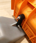 Pressure Washer Repair Kit Compatible With High Pressure Cleaners Including Soap Tank Bracket Rear Axle Spacer And Replacement Gasket Set close-up on orange unit