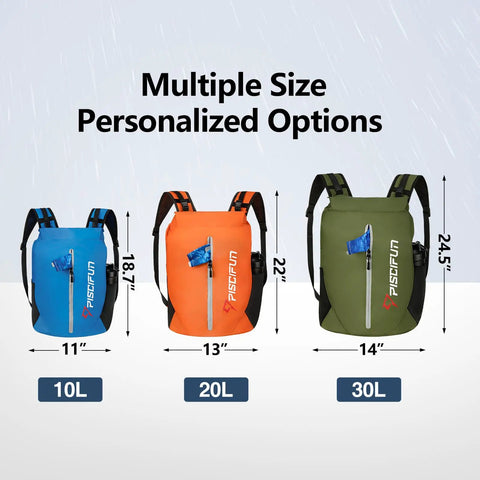 Floating Waterproof Dry Bag Backpack 20L With Waist Pouch And Phone Case Lightweight Outdoor Gear in orange color