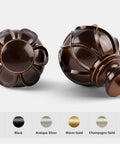 Heavy Duty Adjustable Curtain Rod Set Stretch From 32 To 144 Inches, bronze telescoping rod with netted texture finials