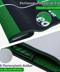 Close-up of Ten Foot By Twenty Inch Golf Putting Green Mat showing durable polyester surface and TPR anti-slip backing
