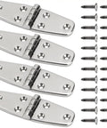 Marine Grade Stainless Steel Boat Hatch Hinge Set Heavy Duty Tough As Nails Four Inch By 1.5 Inch Hinges With Screws For Cabinets Doors And Boats Corrosion Resistant Four Pack.