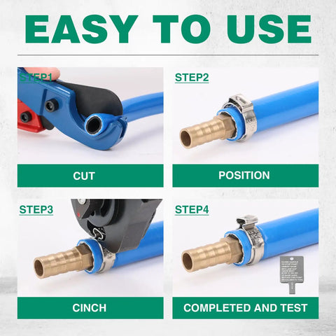 Two In One Ratchet PEX Crimping Tool Cinch And Remove Combo For PEX Pipe From Three Eighths Inch To One Inch step-by-step usage guide