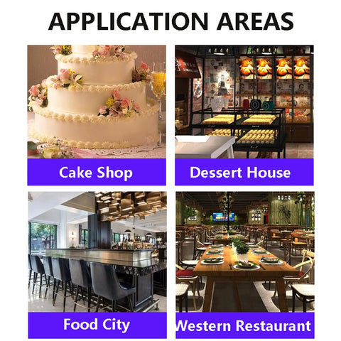 Electric Cake Frosting Machine For 4 To 14 Inch Cakes showcased in various application areas like cake shops and restaurants.
