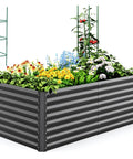 Galvanized Raised Garden Bed 6x3x2 Ft Extra Tall 22.4 Inches Deep Planter Box Bottomless for Backyard Outdoor Veggie Growing Includes 1 Tomato Cage Durable Metal Frame for Vegetables and Flowers