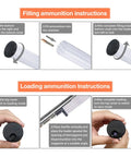 Diagram showing how to use Tubular Magazine Speed Loader For 22 And 17 Caliber Lever Action Rifles Portable Quick Load Accessory