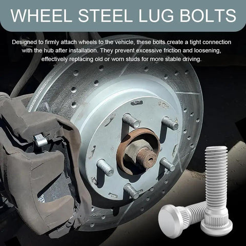 Five Piece Wheel Lug Bolts Kit, 49mm Long, M12x1.5 Steel Lug Bolts For Most Cars, showcased near car wheel hub