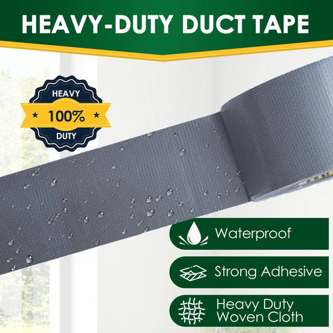 Heavy Duty Silver Duct Tape 10 Roll Pack Indoor Outdoor Waterproof Tear By Hand 1.88 Inch By 30 Yards Each 300 Yards Total