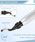 Pro Deburring Tool With 12 HSS Blades showing silver handle and rotating blade for quick edge cleanup and smooth finishes