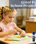 Child using Purple Glue Sticks 6g Each Two Pack For School Office Home Craft Projects Purple Goes On Dries Clear All Purpose
