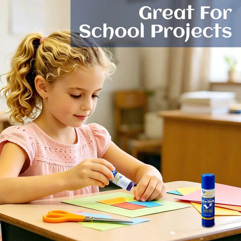 Child using Purple Glue Sticks 6g Each Two Pack For School Office Home Craft Projects Purple Goes On Dries Clear All Purpose