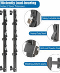 Close-up view of features on Heavy Duty Trimmer Rack, Three-Place Weedeater Organizer For Walls And Trailers With Locks