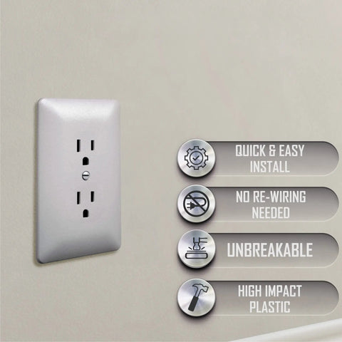 Masque 2000 Series 1 Gang Nonmetallic Decorator Style Duplex Cover Up Wall Plate White 5 Pack Paintable shown installed