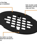 Matte Black 4 1/4 Inch Snap-In Shower Drain Cover Round Grate Replacement 4.25 Inch OD Strainer Easy Install Built Tough In Solid Brass