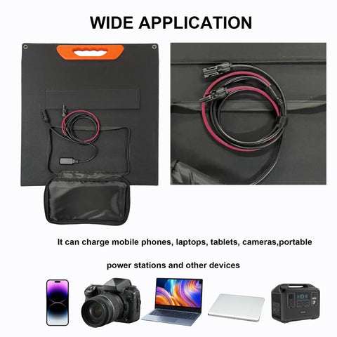 On The Go 200W Foldable Monocrystalline Solar Panel With ETFE Coating 23.5 Percent Efficient Solar Charger With MC4 cables