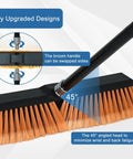 Heavy Duty Push Broom With 60 Inch Long Handle For Outdoor And Indoor Cleaning featuring angled head design