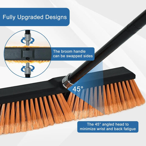 Big 24 Inch Push Broom With 60 Inch Handle For Indoor Outdoor Cleaning In Garage Shop Deck Patio Tile Concrete Wood Stone Pro Grade Heavy Duty 2 Pack Perfect For Quick Cleanups On Floors And Surfaces
