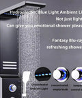 Ultra Slick Wall Mounted Bathroom Shower System Featuring Handheld Sprayer Led Ambient Light Four Position Wand Adjustments, wet shower panel.