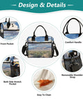 Large Insulated Cooler Bag with Desert Cactus Print, showing front pocket, comfort handle, and removable shoulder strap details.