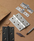 Stainless Steel Torque Hinge Set With Damping For Doors Cabinets And Windows 0.8 Nm Positioning Hinge displayed on wooden background.