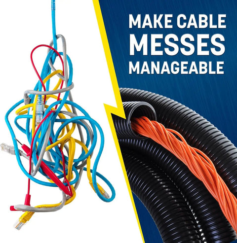 Half Inch By Twenty Five Foot Split Wire Loom Tubing For Industrial And Automotive Wires cable management solution