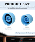 2 Pack Car AC Valve Caps With Leakproof O Ring Seal For R134a Charging Ports, high and low pressure blue plastic caps displayed