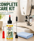 2 Oz Sewing Machine Oil Kit With Precision Applicator, Cleaning Brush, And Cloth For Smooth, Quiet Lubrication That Works Like A Charm In Home Sewing, Craft Rooms, And Studio Spaces. bottle brush cloth