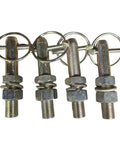 Heavy Duty Beefy Five Eighth Cat 0 Lift Arm Pins Set Of 4 With Lynch Pins for tractors, showing detailed pin design.