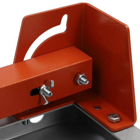 Heavy Duty Portable Welding Table Built Tough With A Rock Solid 1000 Lb Load, close-up of adjustable locking leg mechanism.