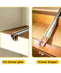 Straight Up Center Track Replacement Drawer Slides Fixed Heavy Duty And Solid As A Rock With Rite Trak I Compatible Reinforced Plastic Dresser Glides No Drama Smooth Glide Repair Kit 10 Sets drawer glides and stopper on wood cabinet