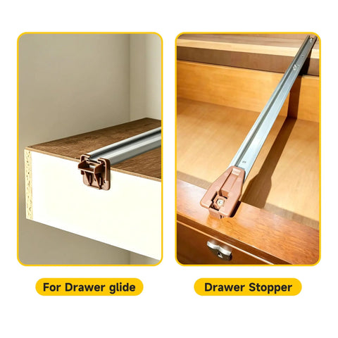Straight Up Center Track Replacement Drawer Slides Fixed Heavy Duty And Solid As A Rock With Rite Trak I Compatible Reinforced Plastic Dresser Glides No Drama Smooth Glide Repair Kit 10 Sets drawer glides and stopper on wood cabinet