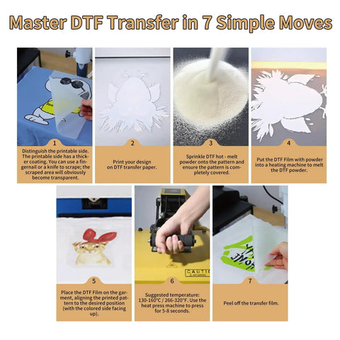 Step-by-step guide using 50 Sheets DTF Transfer Film Eight Point Five By Eleven Clear Transfer Paper For Inkjet Printers PET