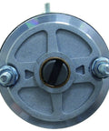 Close-up of Snow Plow Motor Replacement 12V CCW For Meyer E47 Electro Touch 3 by 16 Wide Slot showing gear and mounting bolts.