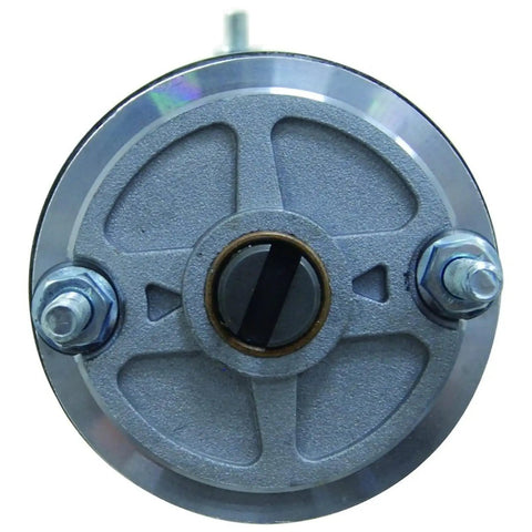 Close-up of Snow Plow Motor Replacement 12V CCW For Meyer E47 Electro Touch 3 by 16 Wide Slot showing gear and mounting bolts.