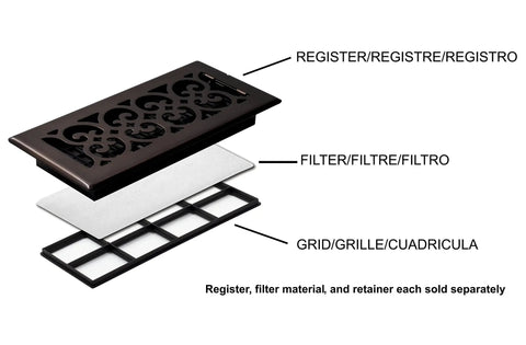 Diagram of 4 Pack Black Air Filter Retainers For Floor Registers 4 Inch By 10 Inch Keep Dust Pollen And Pet Dander From Circulating