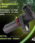 Interchange Crankshaft Position Sensor 37500-R60-U01 37500R60U01 J5T33372 J5T33371, black sensor with red O-ring and metal mounting point