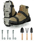 Beefy Lawn Aerator Shoes With Reinforced Aluminum Base Preassembled Heavy Duty Spike Sandals For Garden Yard Care Universal Fit With Cleaning Shovel And 3 Extra Spikes Black