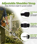 Person using Weed Eater Handle With Shoulder Strap For Back Saving Comfort, Ergonomic Weedeater Handle Extension, outdoors