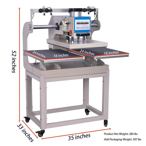 16x24 Inch Dual Station Pneumatic Heat Press With Up Sliding Platen And Infrared Laser Positioning For Fast DTF Sublimation 110V