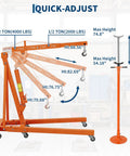Heavy Duty Two Ton Folding Engine Hoist Plus Three Quarter Ton Underhoist Stand Combo showcasing adjustable heights and hooks.