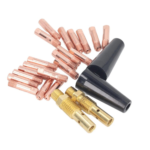 24 Pcs MIG Welding Gun Consumables Kit For FY 15AK With Copper Tips Nozzles And Diffusers Replacement Parts Complete Accessory Set