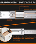 Detailed view of upgraded metal soft close mechanism for 10 Inch Soft Close Drawer Slides 6 Pairs Full Extension Ball Bearing Cabinet Glides