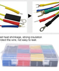 Ultimate 800 Piece Colorful Heat Shrink Tubing Kit For Electrical Maintenance And Wire Insulation With Fast Shrink Action Plus High Tensile Strength To Keep Your Wiring Safe And Secure Like A Boss Without Any Failures Or Loose Connections In Your. 800-piece PE heat shrink kit in storage case for wire insulation and ring terminals