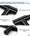 Matte Black Cabinet Handles 4 Pack, Three and Three Quarter Inch Hole Center Kitchen Cabinet Pulls detail view showing stainless steel T bar