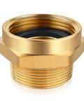 Brass Fire Hose Adapter One And A Half Inch NST NH Female To One And A Half Inch NPT Male Hex Nipple Connector, close-up view